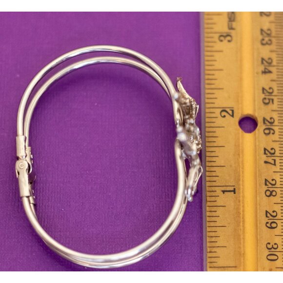 7 1/2 inch, Vintage Abstract Spider Rhinestones Hinge Bangle - Q35 - Picture 3 of 3